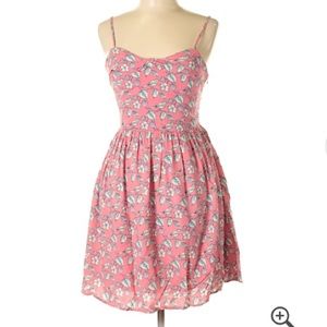 LC Lauren Conrad pink dress w bird pattern